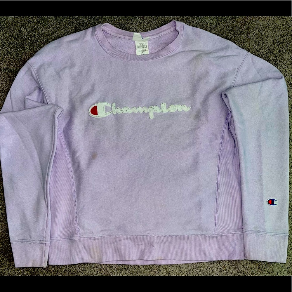 Color: Light Purple Brand: Champion (worn) Size: Small